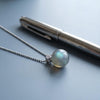 Minimalist Labradorite Orb Necklace – Sterling Silver Blue Flash Pendant