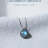 Minimalist Labradorite Orb Necklace – Sterling Silver Blue Flash Pendant