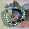 Aqua Blue Glass Beaded Bracelet: Pearl-Like Butterfly Charm