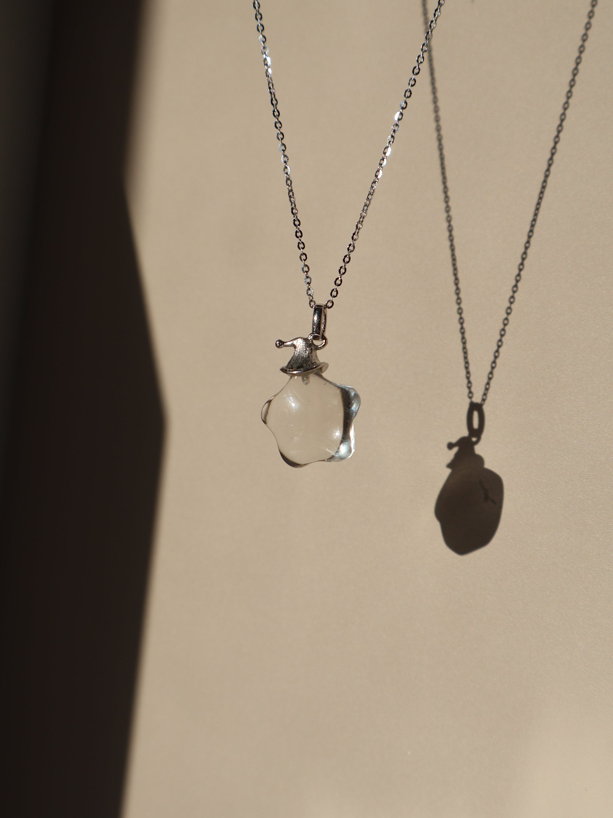 Clear Quartz Celestial Necklace – Sterling Silver Moon, Star & Witch Hat Pendant