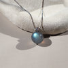 Minimalist Labradorite Orb Necklace – Sterling Silver Blue Flash Pendant