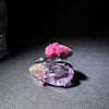 Raw Quartz & Pyrite Ring – Adjustable Two-Stone Statement Crystal Jewelry