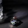 Raw Quartz & Pyrite Ring – Adjustable Two-Stone Statement Crystal Jewelry