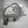 Aqua Blue Glass Beaded Bracelet: Pearl-Like Butterfly Charm