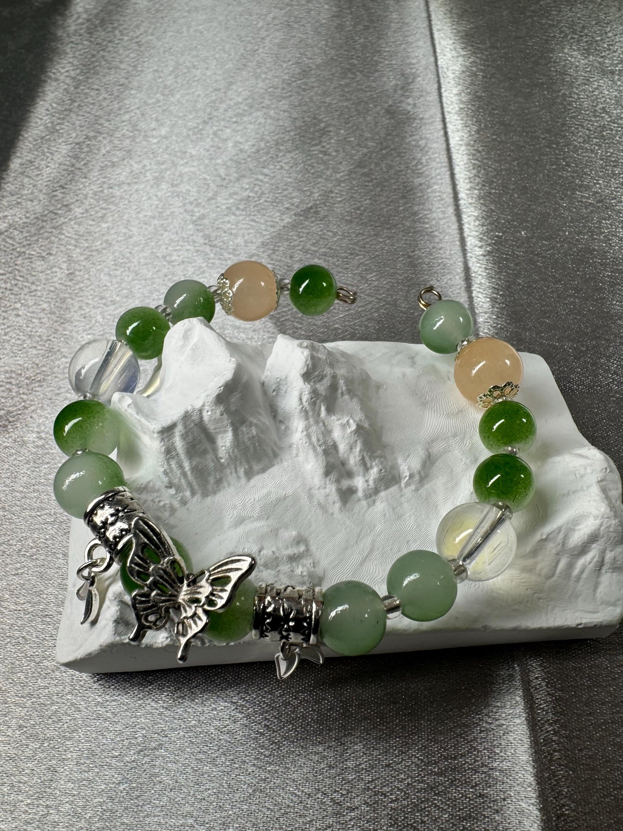 Lucky Charm Bracelets | Green Beaded Bracelets | Butterfly & Star Charms | Feng Shui Goodies