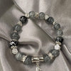 Gray butterfly bead bracelet/Handmade/multiple choice of charms/maple leaf/crown/ Unique design