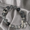 Gray butterfly bead bracelet/Handmade/multiple choice of charms/maple leaf/crown/ Unique design