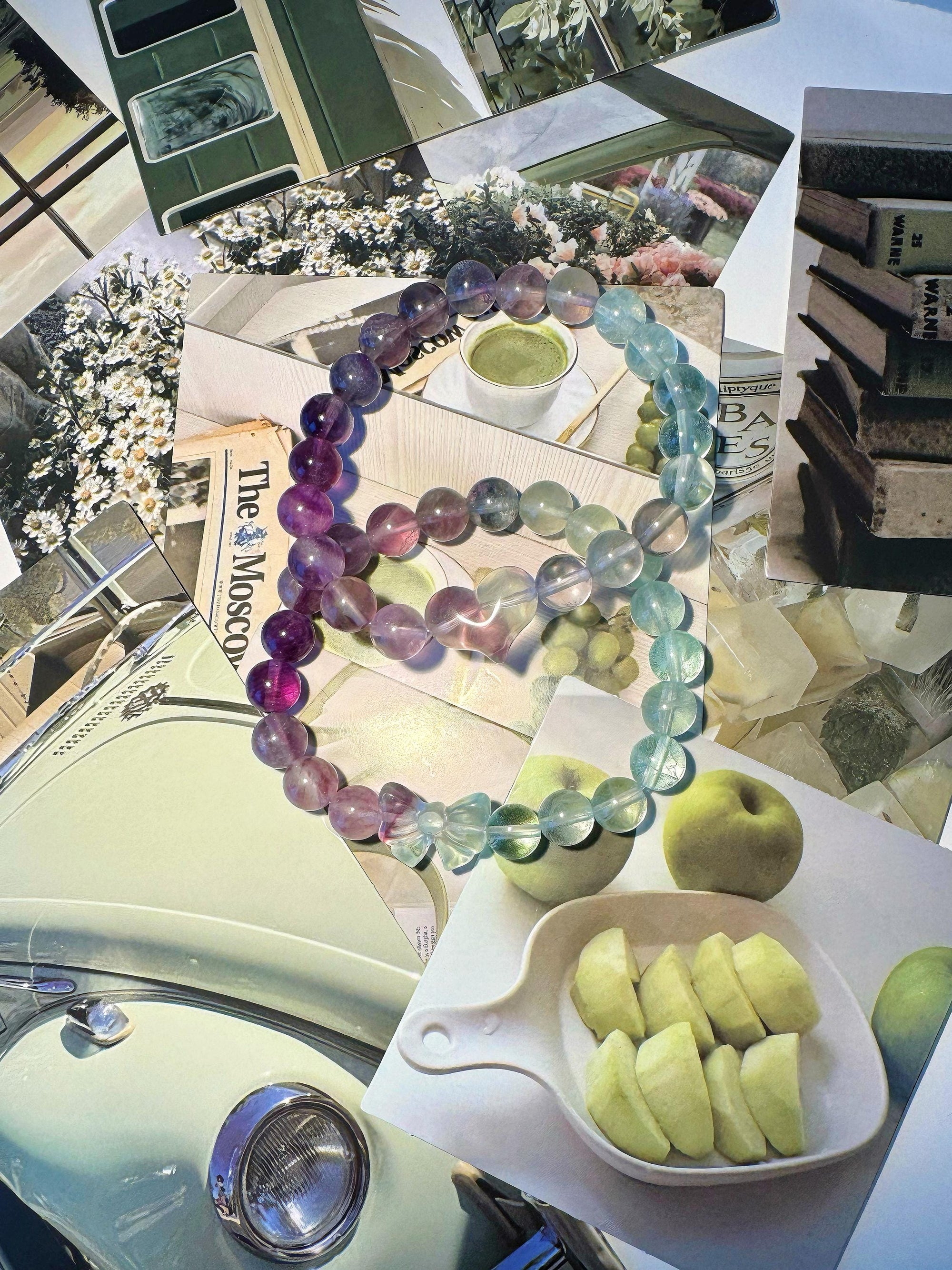 Fluorite Matching Bracelet Set, Couple and Friendship Jewelry, Choose Snowflake Heart or Bowtie Charms, Unique Crystal Gift for Loved Ones