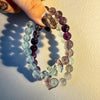 Fluorite Matching Bracelet Set, Couple and Friendship Jewelry, Choose Snowflake Heart or Bowtie Charms, Unique Crystal Gift for Loved Ones