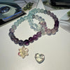 Fluorite Bestie Bracelet Set – Matching Charms Gift for Soulmates & Friends 💜❄️