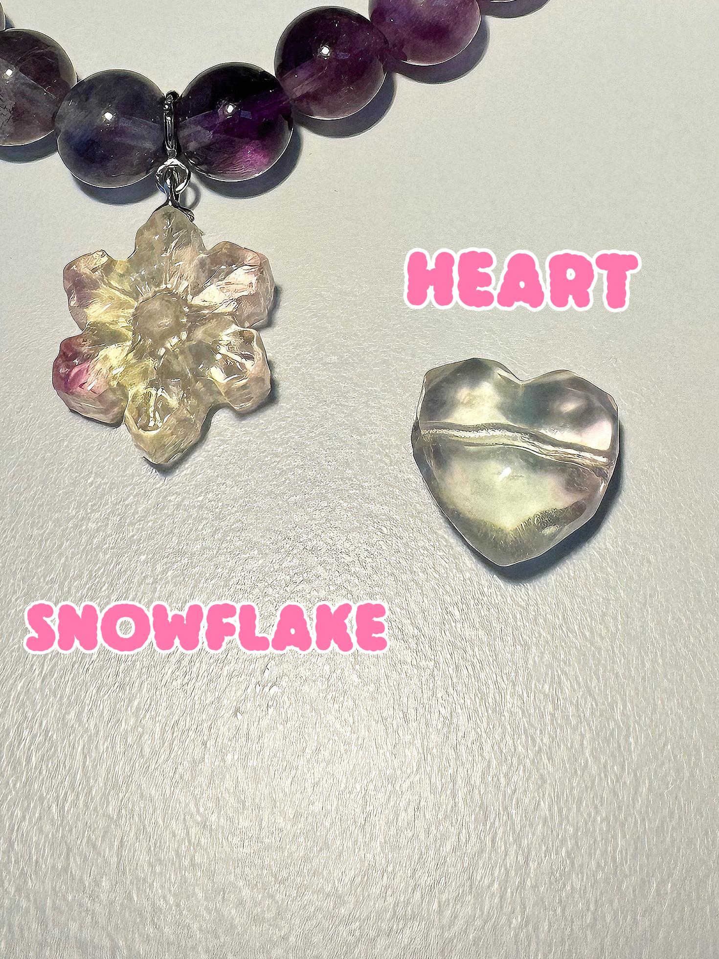Fluorite Matching Bracelet Set, Couple and Friendship Jewelry, Choose Snowflake Heart or Bowtie Charms, Unique Crystal Gift for Loved Ones