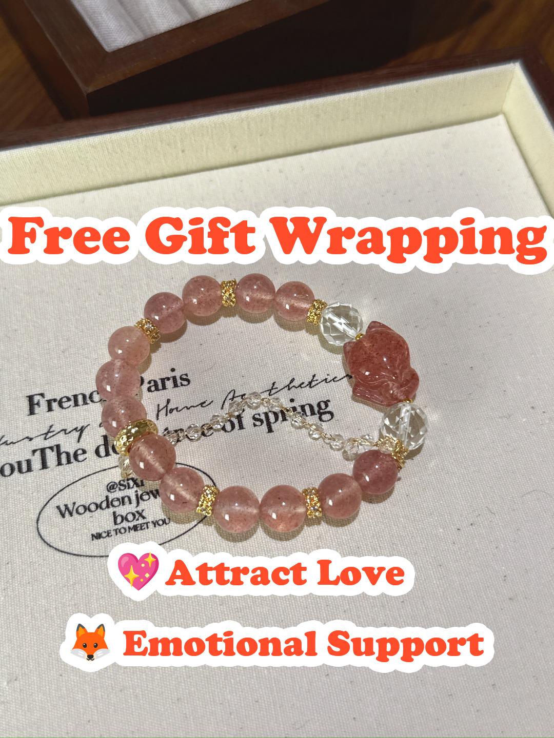 Strawberry Quartz Fox Bracelet – Attract Love, Joy & Emotional Healing