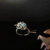 Butterfly and Flower Silver Ring with rotating labradorite bead