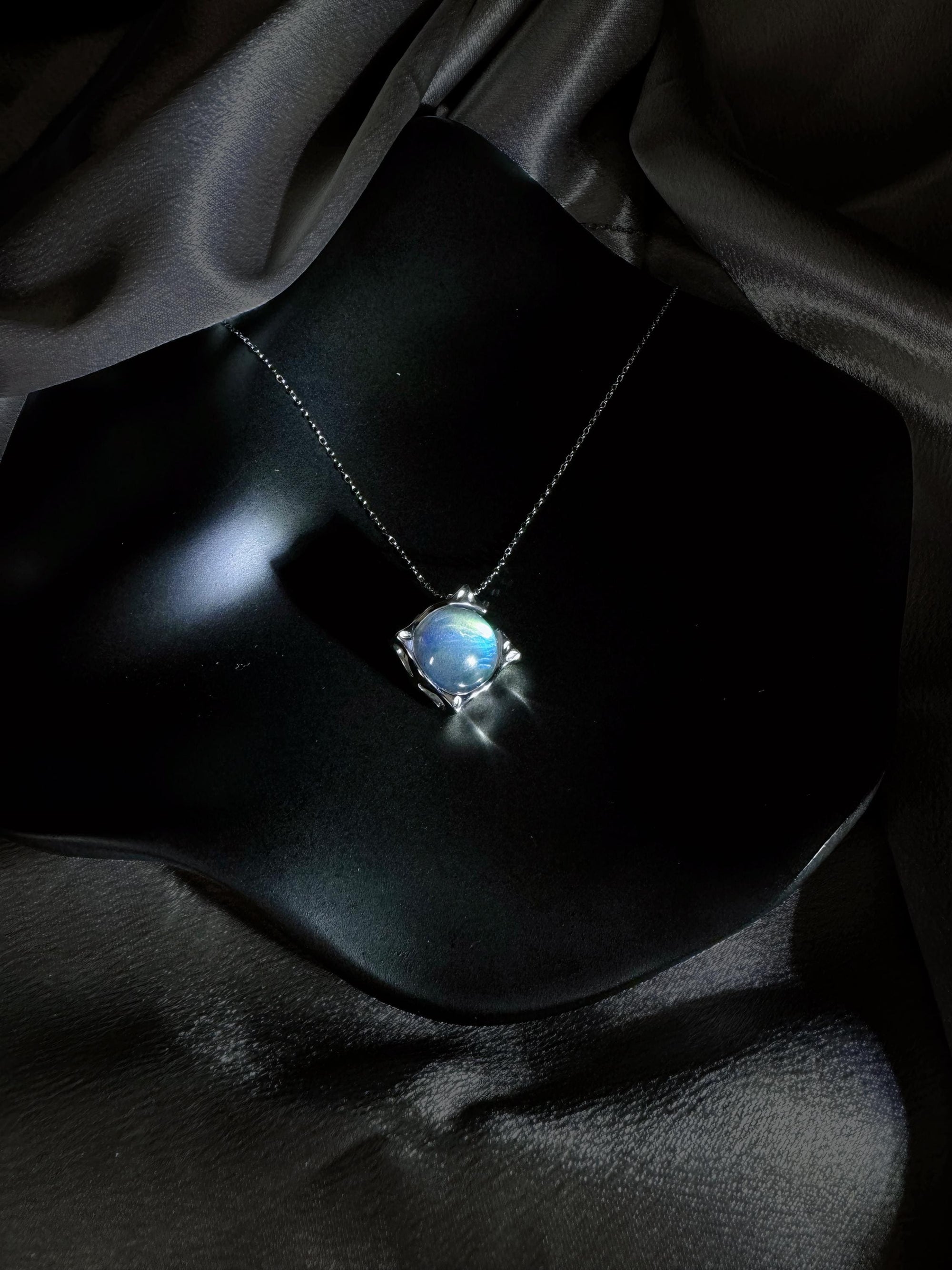 Labradorite Fidget Sterling Silver Necklace – "Cube", Calm & Focus Gift, Crystal Healing Jewelry For Anxiety Relief