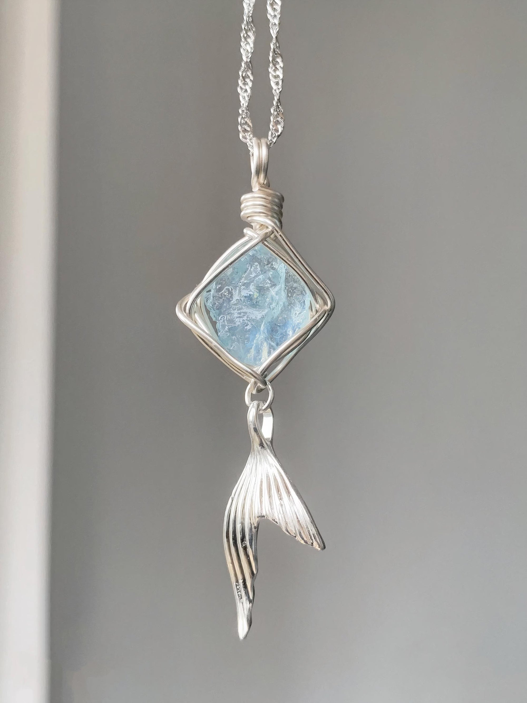Mermaid Tail wired wrapped aquamarine