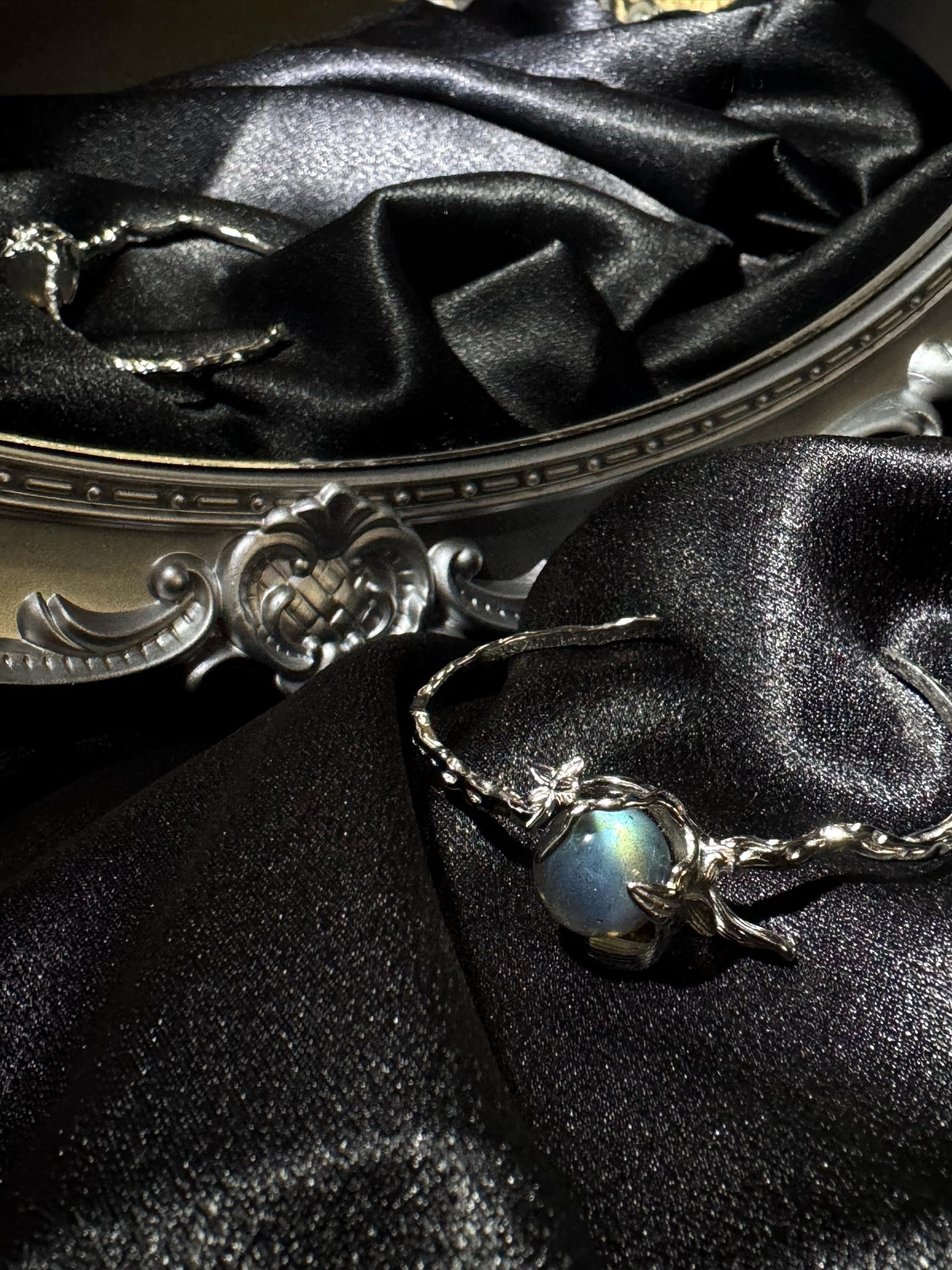 Labradorite Spinner Cuff Bracelet, Sterling Silver Crystal Bracelet, Fidget for Calm Energy, Intuition & Grounding | Spiritual Gift for Her