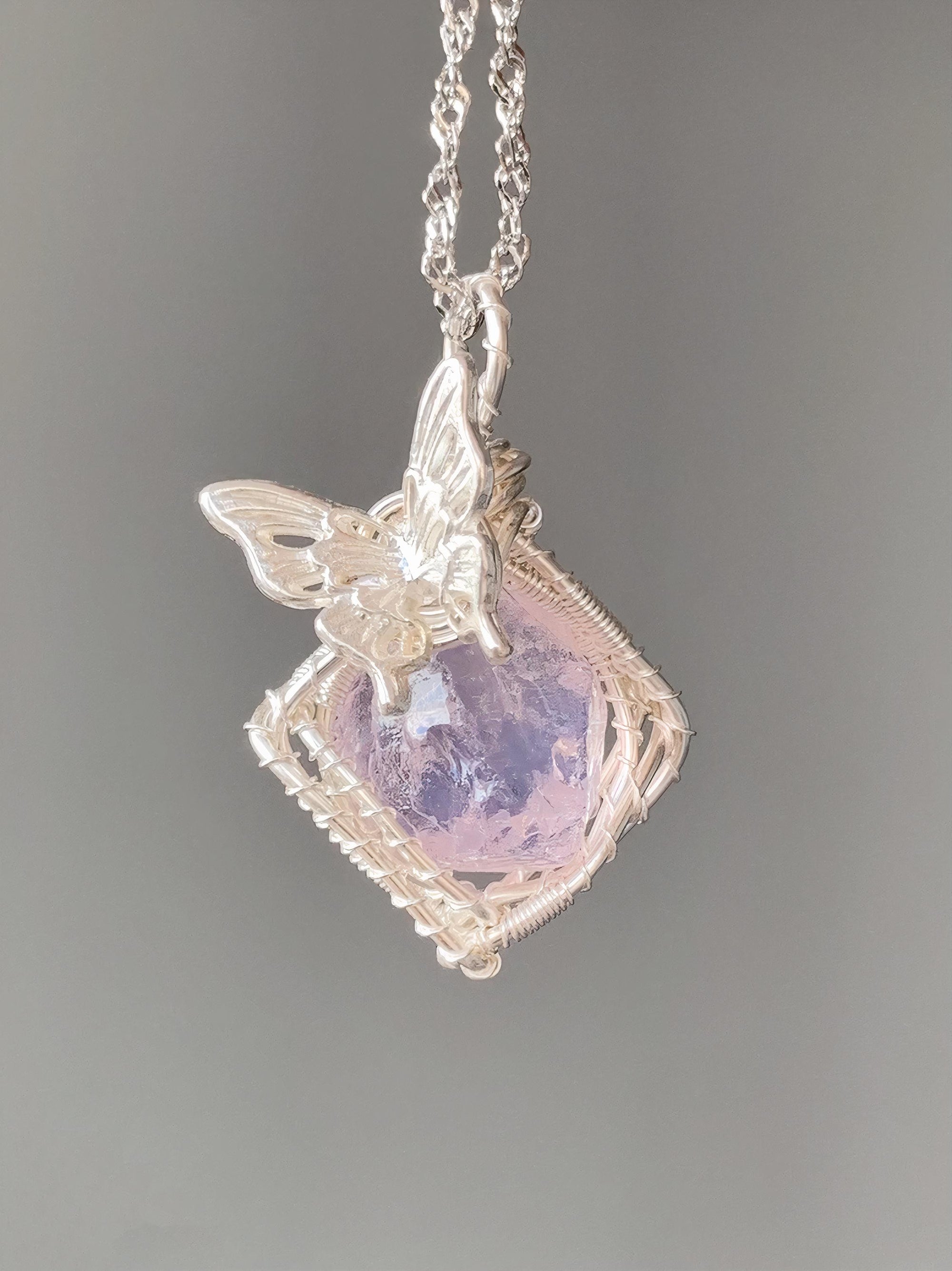 Purple Crystal Wire Wrapped Necklace