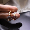 Celestial Moon Star Drop Earrings – Clear Quartz in Sterling Silver, Asymmetrical Pools of Light Design