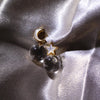 Celestial Moon Star Drop Earrings – Clear Quartz in Sterling Silver, Asymmetrical Pools of Light Design