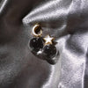 Celestial Moon Star Drop Earrings – Clear Quartz in Sterling Silver, Asymmetrical Pools of Light Design