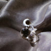 Celestial Moon Star Drop Earrings – Clear Quartz in Sterling Silver, Asymmetrical Pools of Light Design