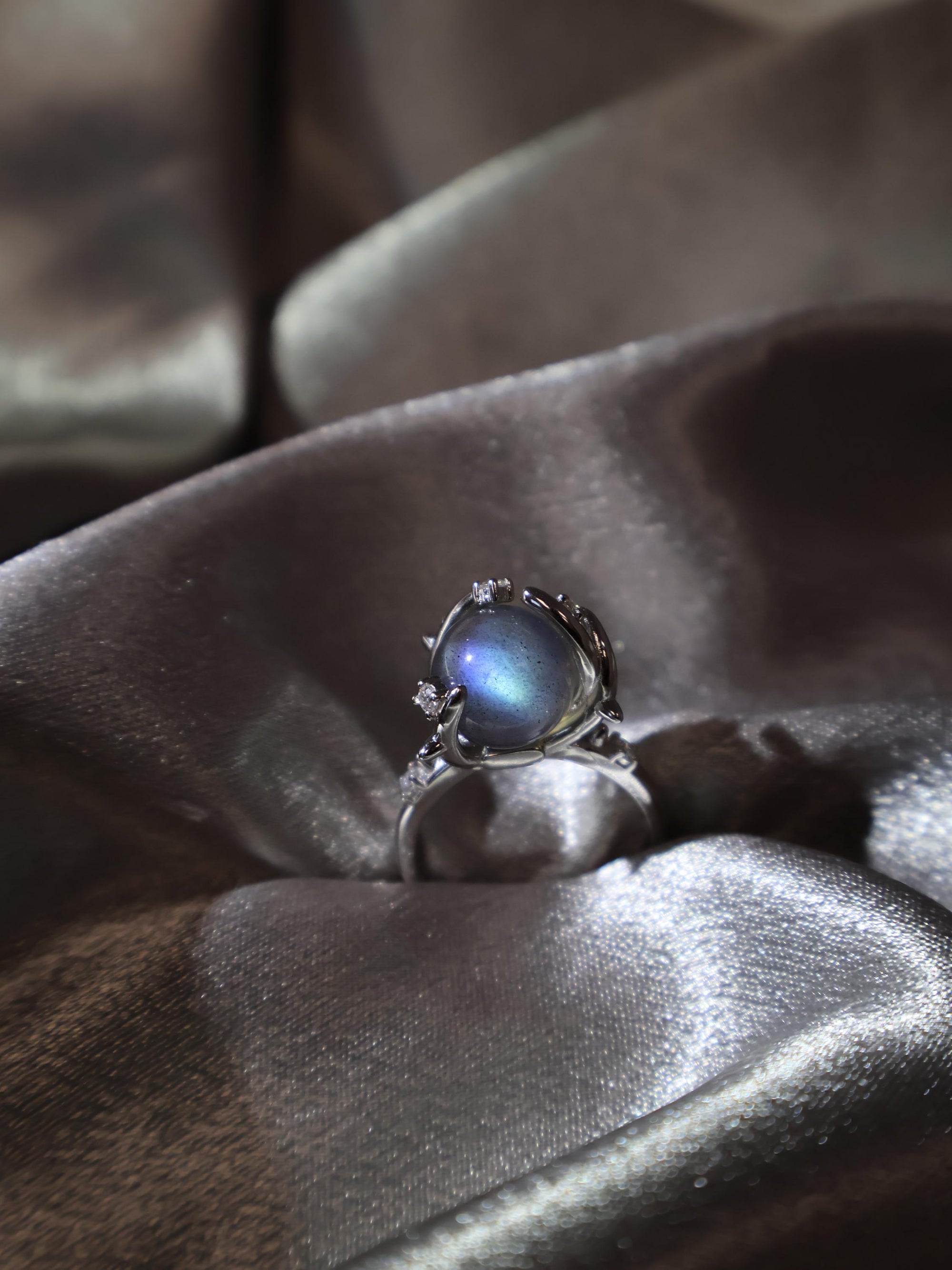 Moonstone Fidget Sterling Silver Ring – "Regal Rose", Emotional Healing Gift, Gemstone Rings for Balance & Focus