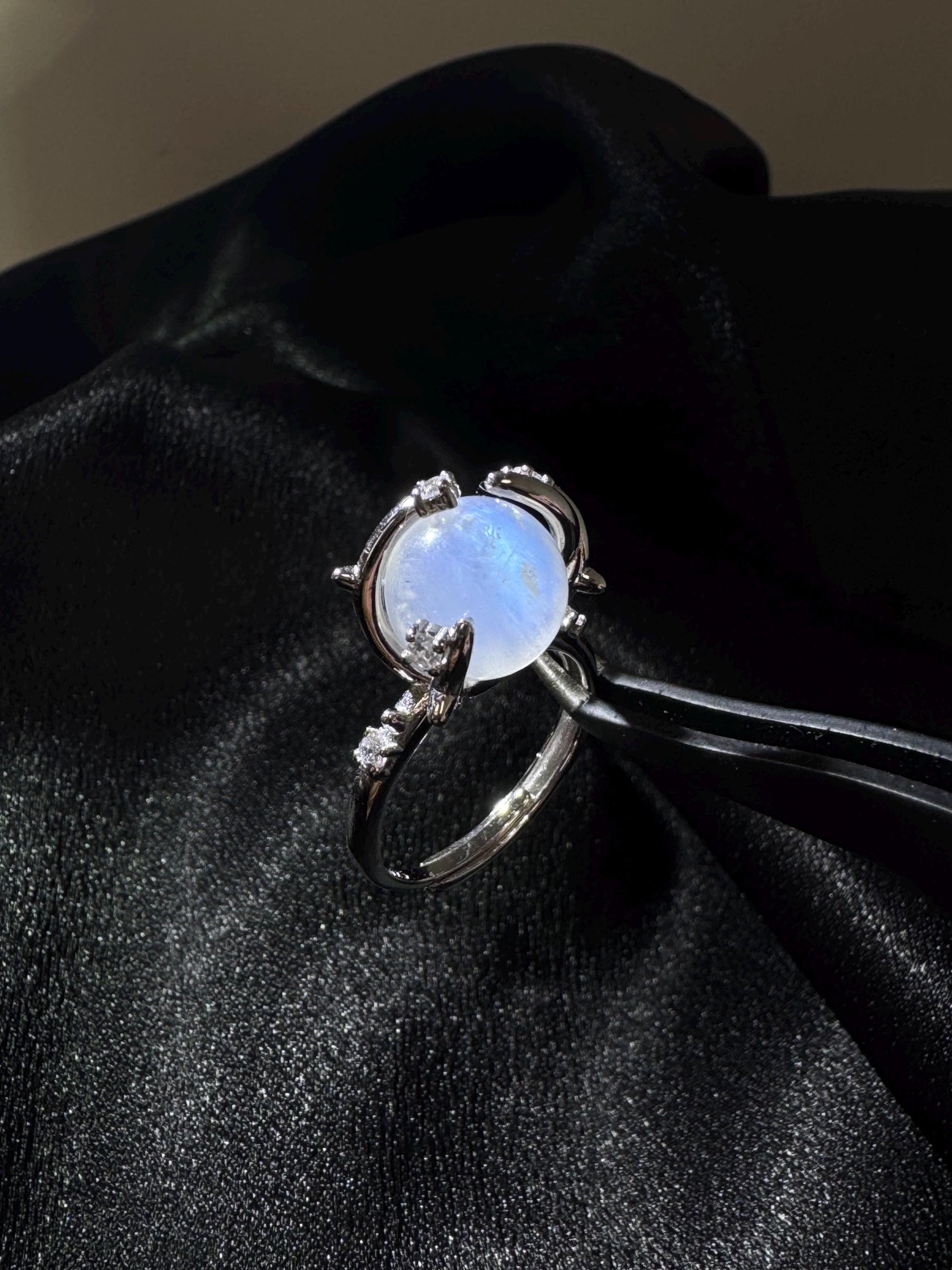 Moonstone Fidget Sterling Silver Ring – "Regal Rose", Emotional Healing Gift, Gemstone Rings for Balance & Focus