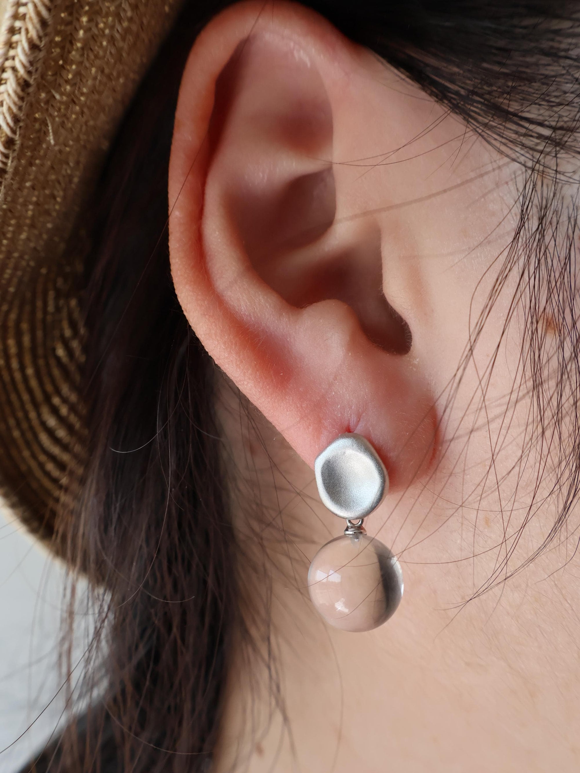 Pools of Light Crystal Quartz Earrings – Minimalist Drop Earrings in Sterling Silver or Gold Plated