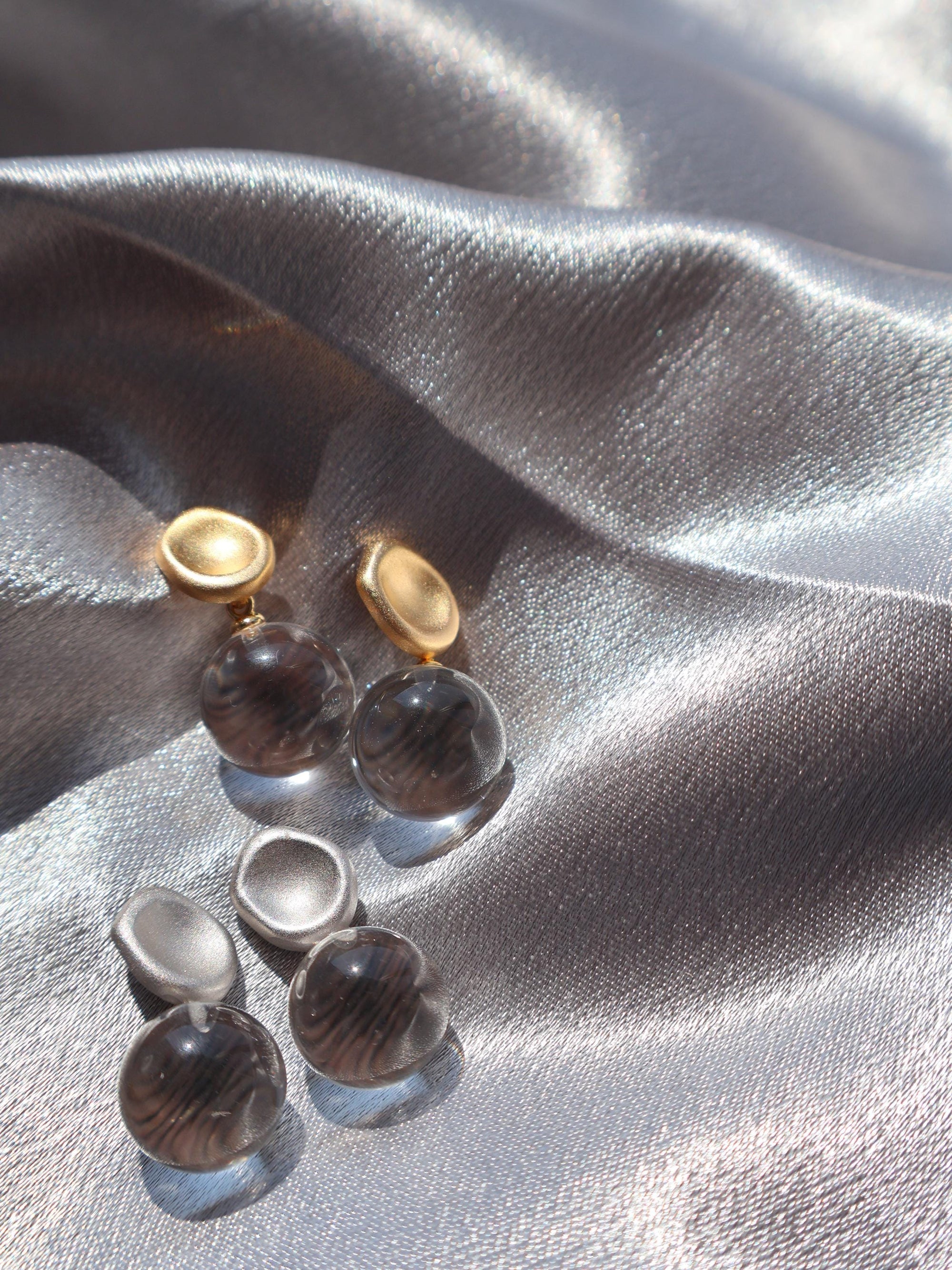 Pools of Light Crystal Quartz Earrings – Minimalist Drop Earrings in Sterling Silver or Gold Plated
