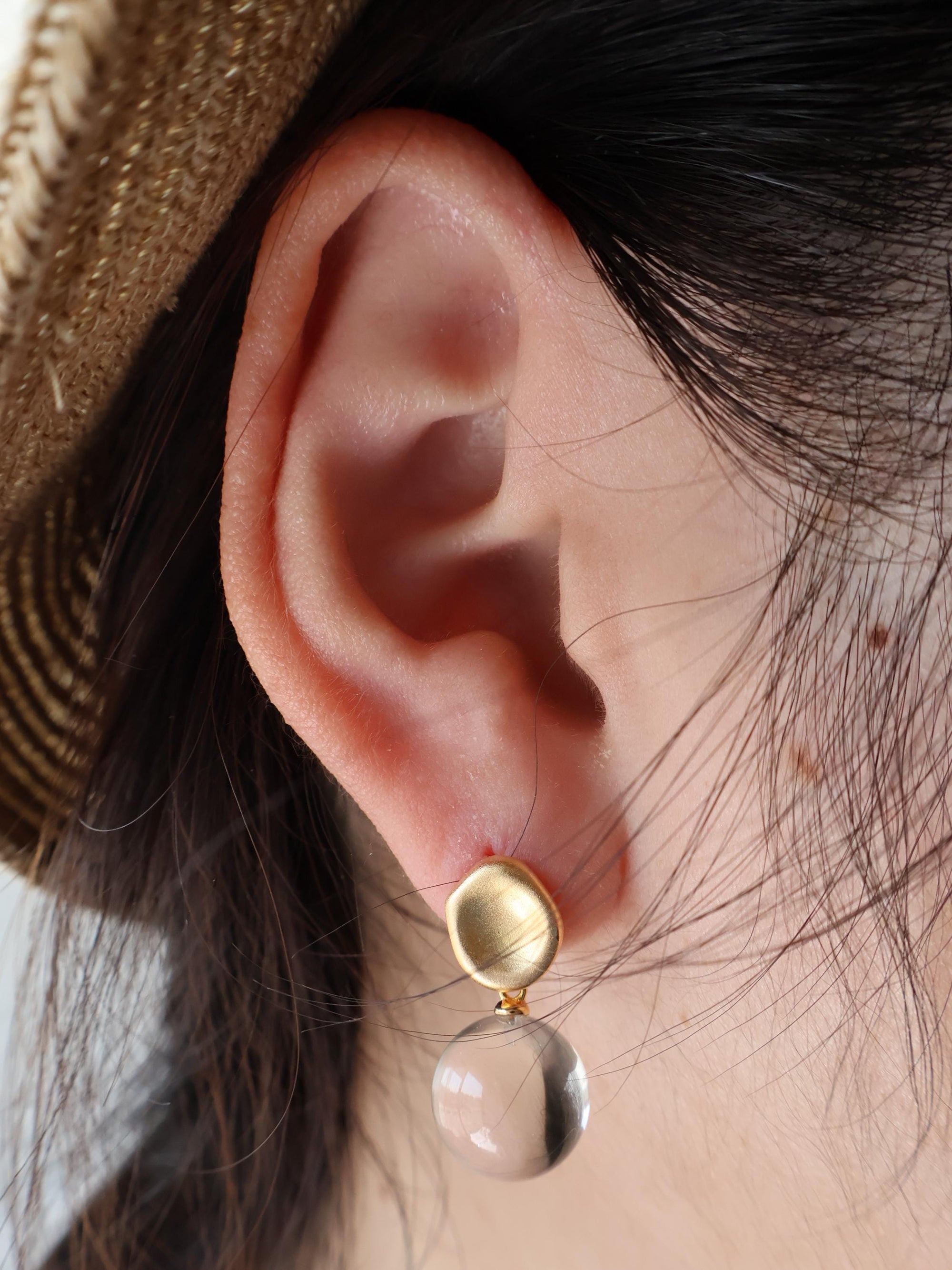 Pools of Light Crystal Quartz Earrings – Minimalist Drop Earrings in Sterling Silver or Gold Plated