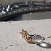 Celestial Moon Star Drop Earrings – Clear Quartz in Sterling Silver, Asymmetrical Pools of Light Design