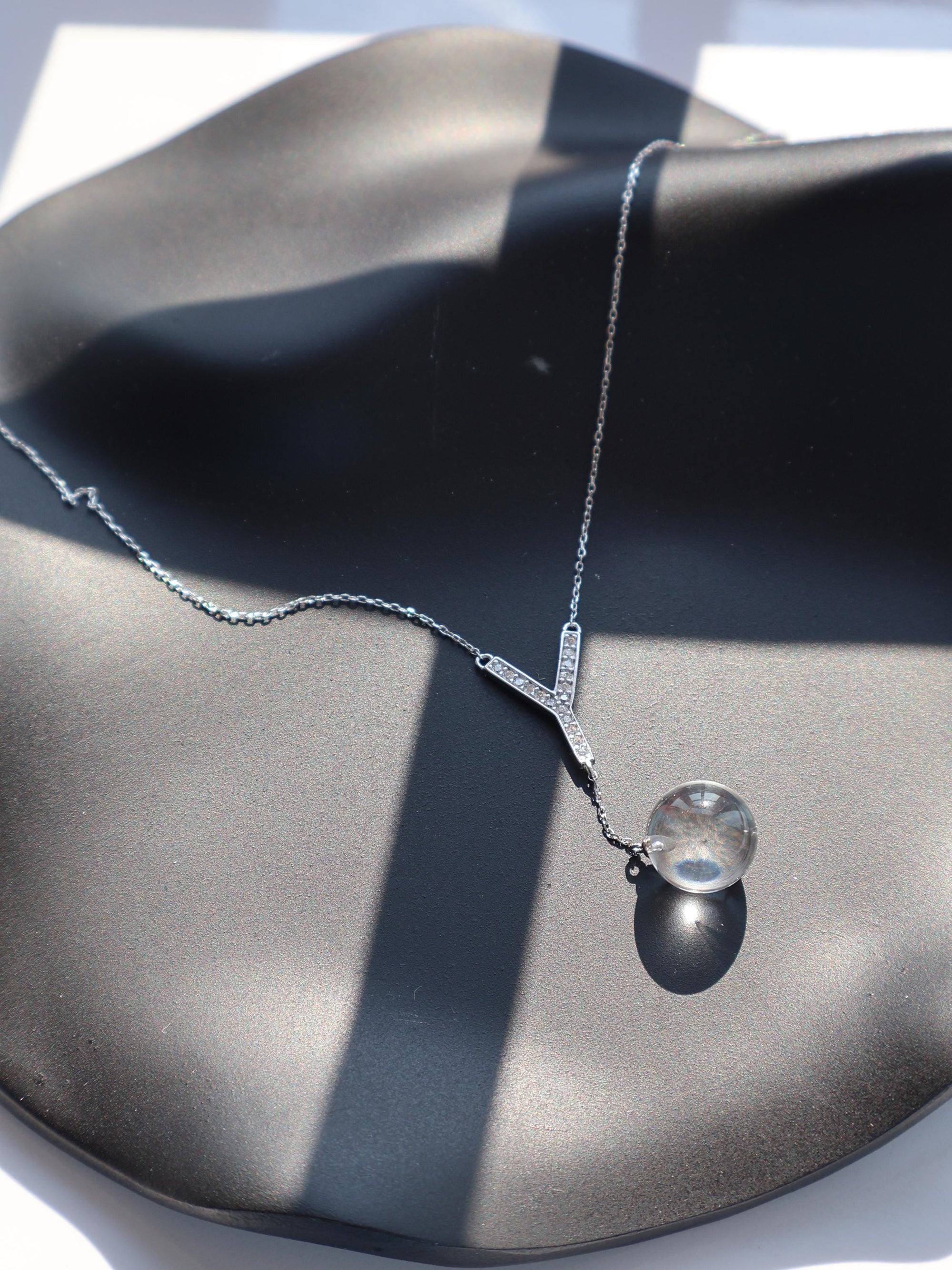 “Pools of Light” Crystal Necklace – Handmade Sterling Silver Quartz Pendant, Meaningful Spiritual Gift
