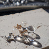 Celestial Moon Star Drop Earrings – Clear Quartz in Sterling Silver, Asymmetrical Pools of Light Design