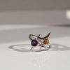 Amethyst & Citrine Star Ring – “Polaris”, Sterling Silver Y2K Jewelry, Shine Bold
