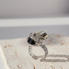 Herkimer Diamond, Black Tourmaline & Pyrite Ring – Handmade Adjustable Gemstone Statement Jewelry