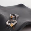 Star Citrine Ring, Sterling Silver Adjustable Ring with Cubic Zirconia, Modern Minimal Jewelry, Dainty Celestial Gift for Women