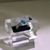 Swiss Blue Topaz Ring, Oval Cut Dainty S925 Ring, Sterling Silver Brushed Band with Star Details, December Birthstone Jewelry For Her