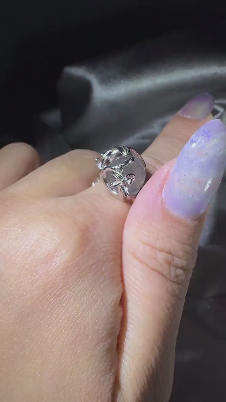Labradorite Spinner Ring, Crystal Fidget Ring, Anxiety Relief Jewelry, Crystal Ball Ring, Butterfly & Flower Ring, Spiritual Gift for Her