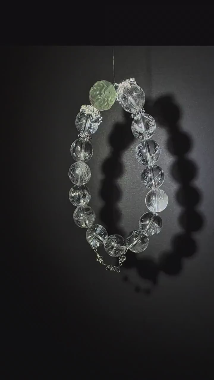 Fluorite Clear Quartz Bracelet, Healing Crystal Jewelry, Focus Clarity Energy Balance, Clear Mind, Meditation Spiritual Gift for Her