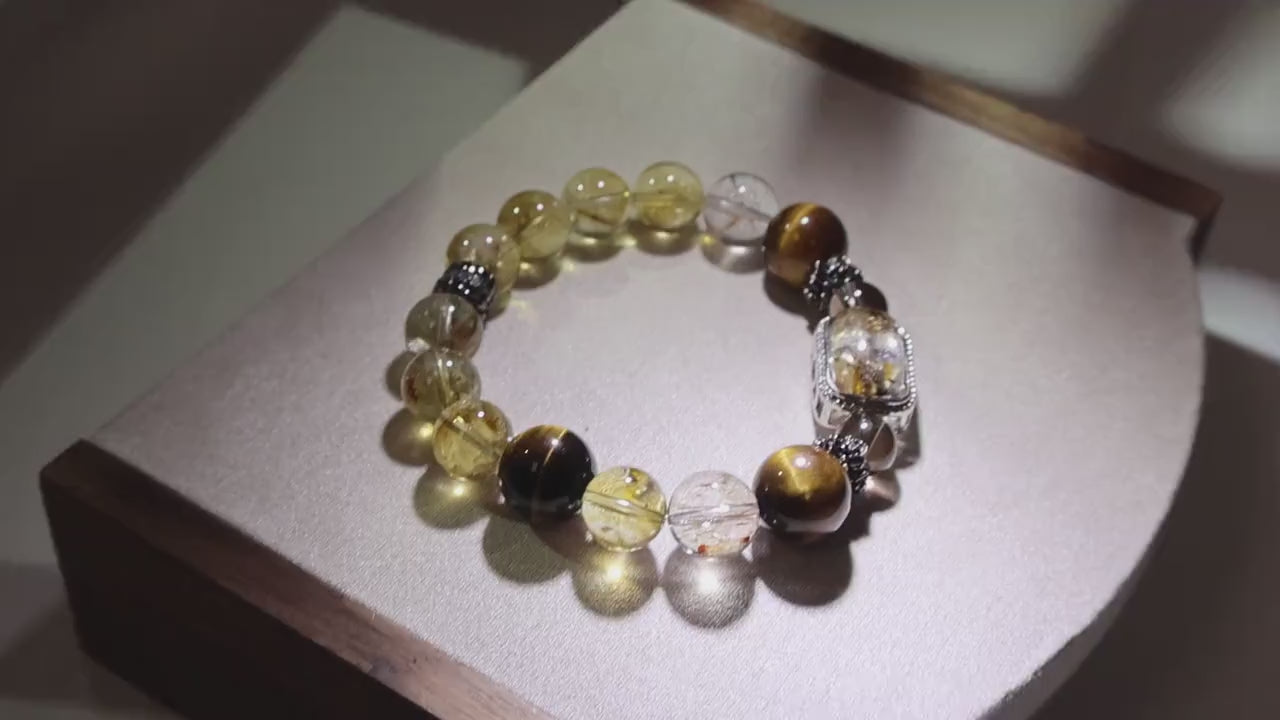 Tigers Eye Citrine Bracelet, Wealth and Protection Energy Jewelry, Boost Motivation and Confidence, Attract Prosperity, Spiritual Gift