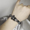 Unique Black and silver Glass bead Bracelets |  Stretch Stacking Bracelet | Bamboo Charm Bracelet | Large butterfly bracelet | 10mm Beads