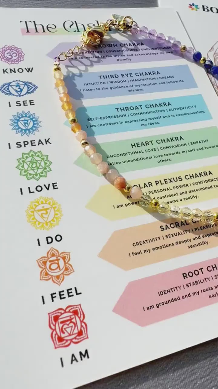 7 Chakra Crystal Bracelet| Chakra Healing Bracelet | Crystal Chakra Bracelet | Affirmation Bracelet |Anxiety Bracelet| Energy Balancing